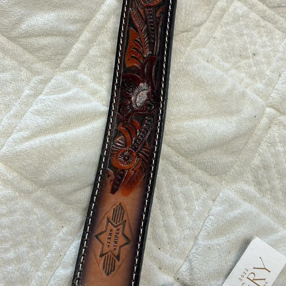 Stars and Stripes tooled leather western Floral Belt 44 New